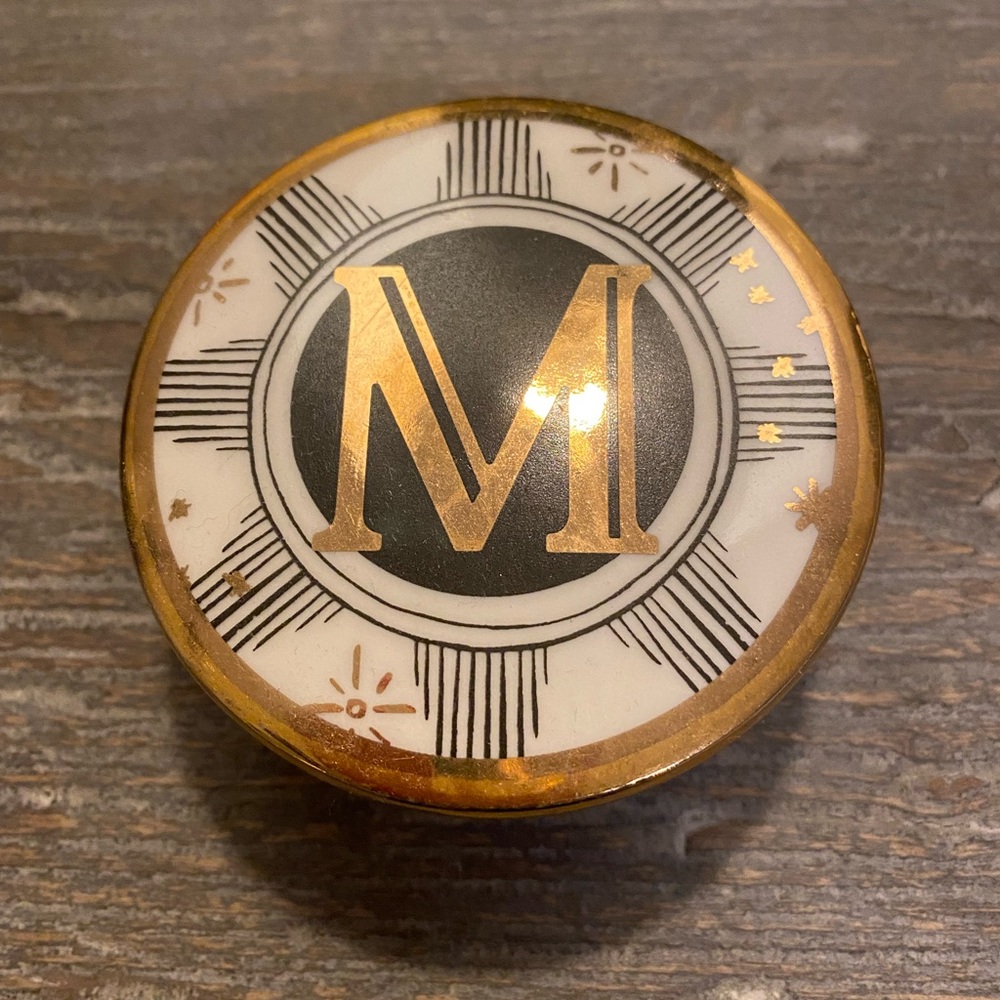 Initial M glass ring dish from Anthropologie